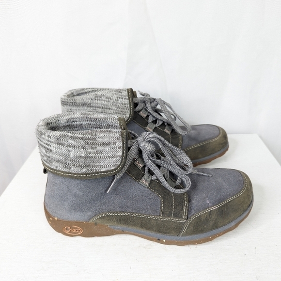 Chaco Barbary Fold Down Suede Leather Lace Up Boots - Picture 2 of 7